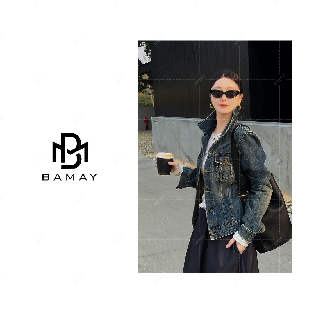 【BAMAY】2025春季上新独特休闲宽松百搭短款牛仔外套BM2402WT0002z