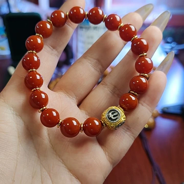 南红玛瑙未镶嵌珠宝半成品南红单圈手串