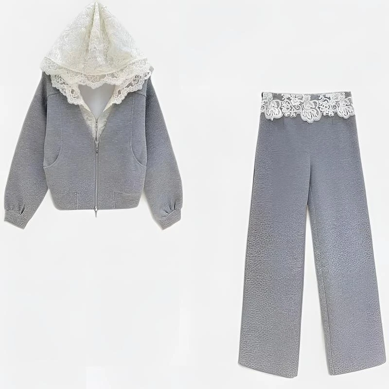 春季新款气质显瘦卫衣外套+裤子休闲设计师时尚套装百搭女