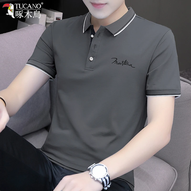 TUCANO/啄木鳥高端轻奢夏季薄款Polo衫男士冰丝翻领潮牌短袖t恤男