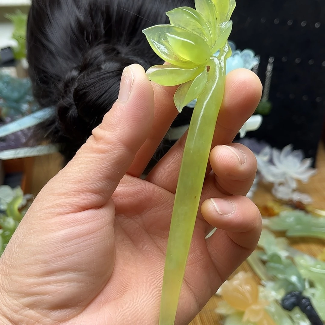 非金属天然岫玉发簪