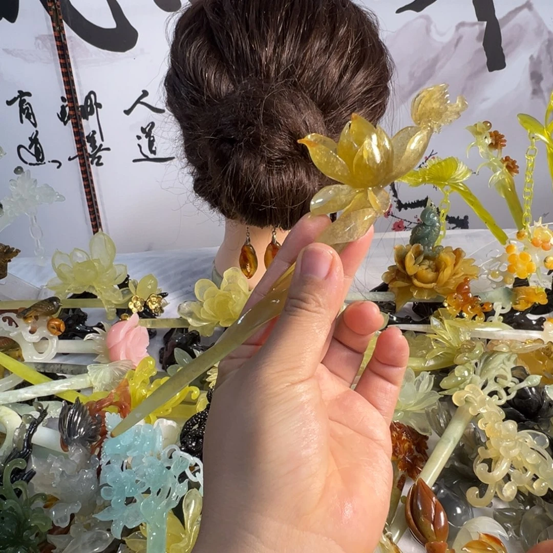 定制蛇纹石玉毛货发饰