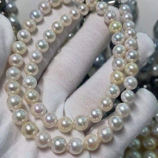 海水珍珠颈饰银S925镶嵌7-7.5