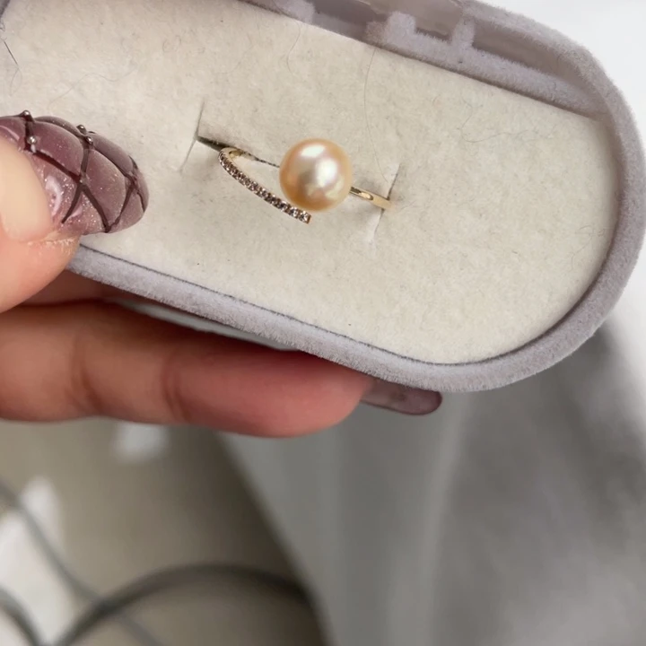 海水珍珠戒指14K金镶嵌