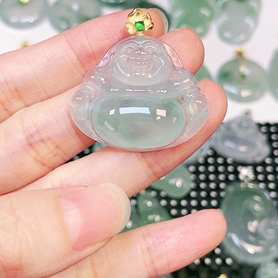 大***菜翡翠18K金镶嵌吊坠(不含链)