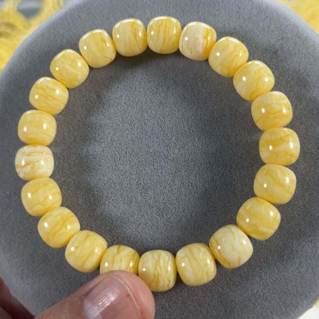 蜜蜡手串未镶嵌乌料焦皮同料白蜡鸡油红纹虎皮
