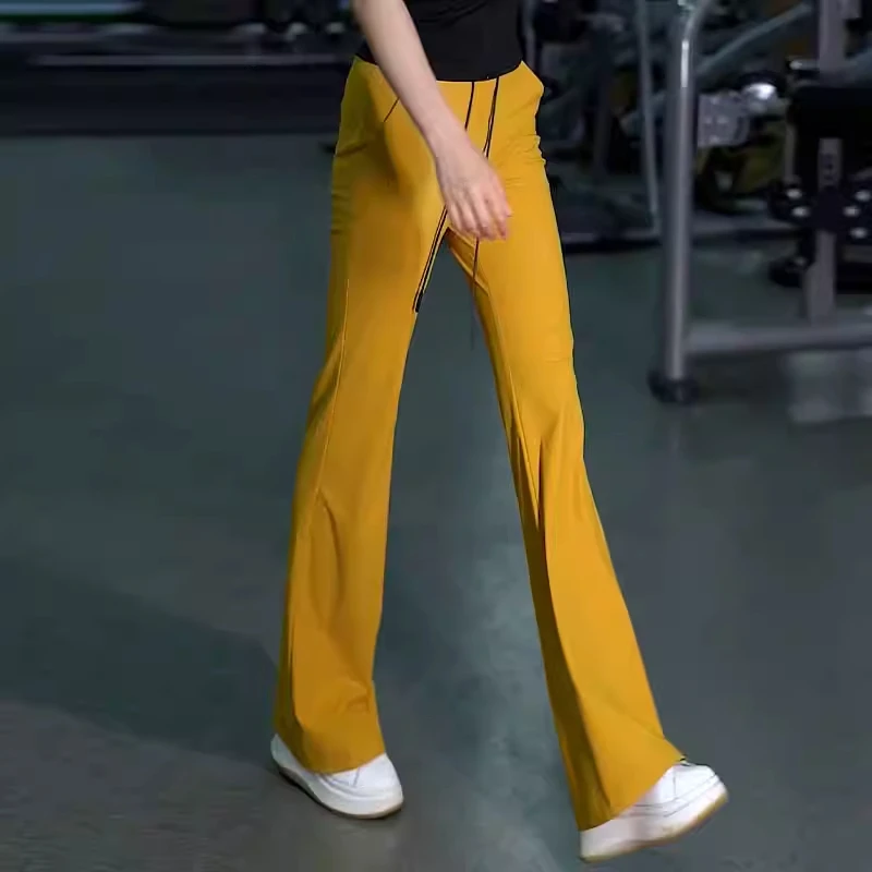 拉夏贝尔凉感微喇裤2025年新款夏季修身显瘦鲨鱼裤女休闲喇叭裤