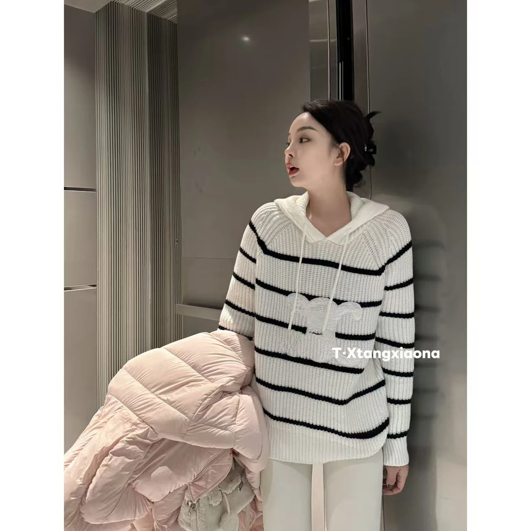 T•X【双c毛衣】 时尚设计感慵懒风条纹设计感时尚长袖针织套头毛衣