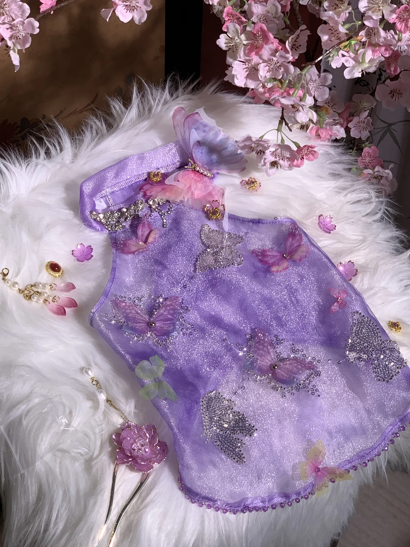 狗狗原创手作宠物服装《紫福蝶》小型犬宠物服装狗狗猫咪博美泰迪