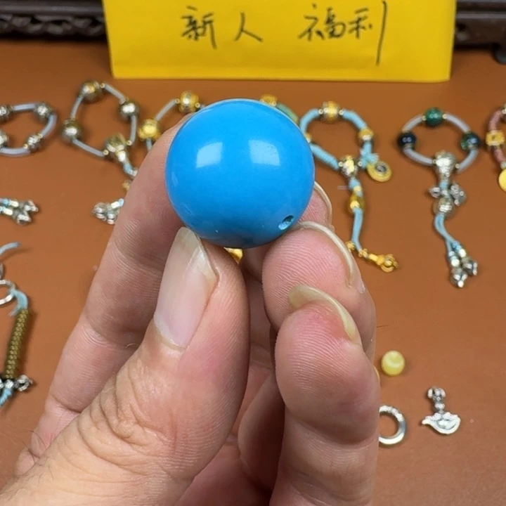 合成碳硅石铜合金文玩配饰绿小松蓝20圆珠