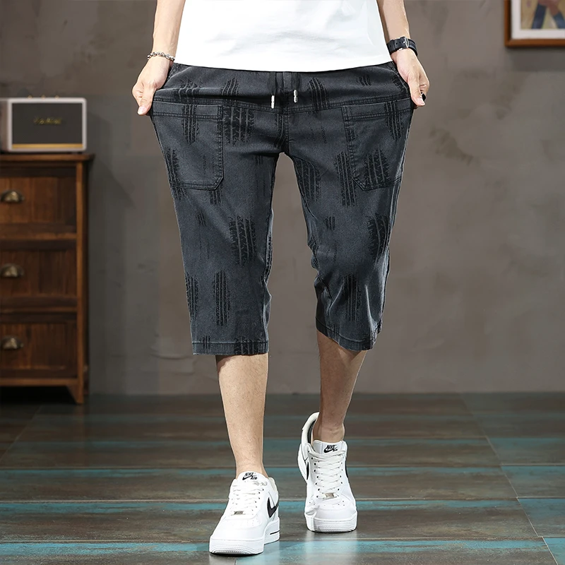 七分裤/五分裤2025夏季男士休闲裤子高弹力轮胎印宽松短裤高级感