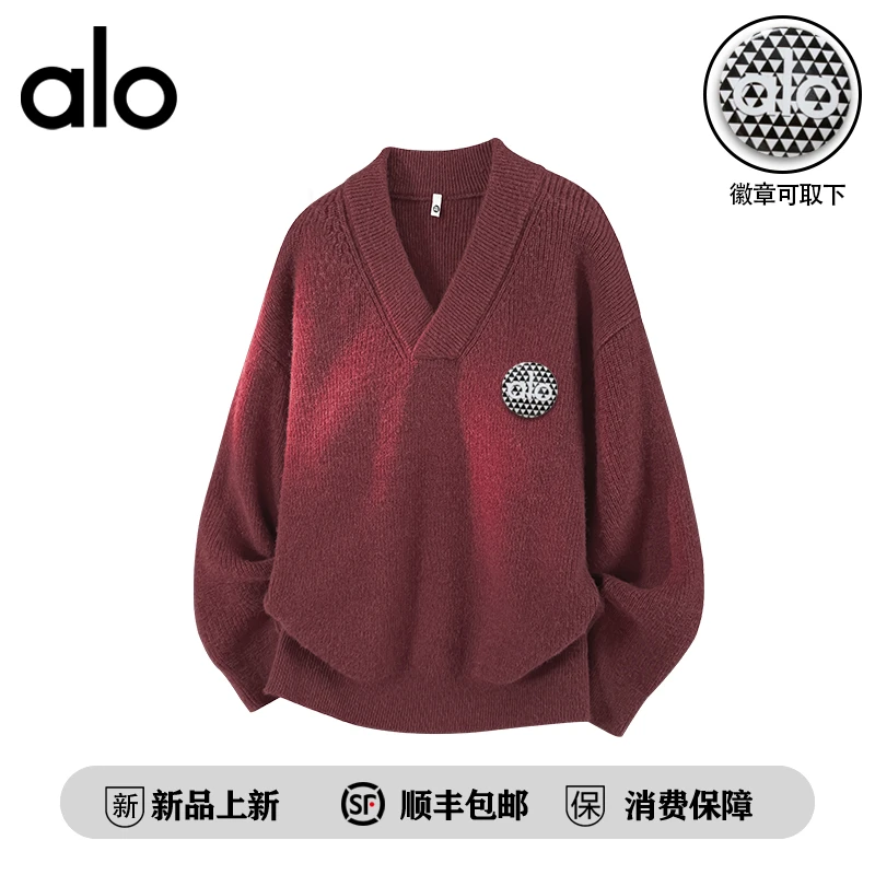 品牌折扣秋冬季慵懒风美式潮牌V领毛衣男休闲宽松百搭针织衫外套