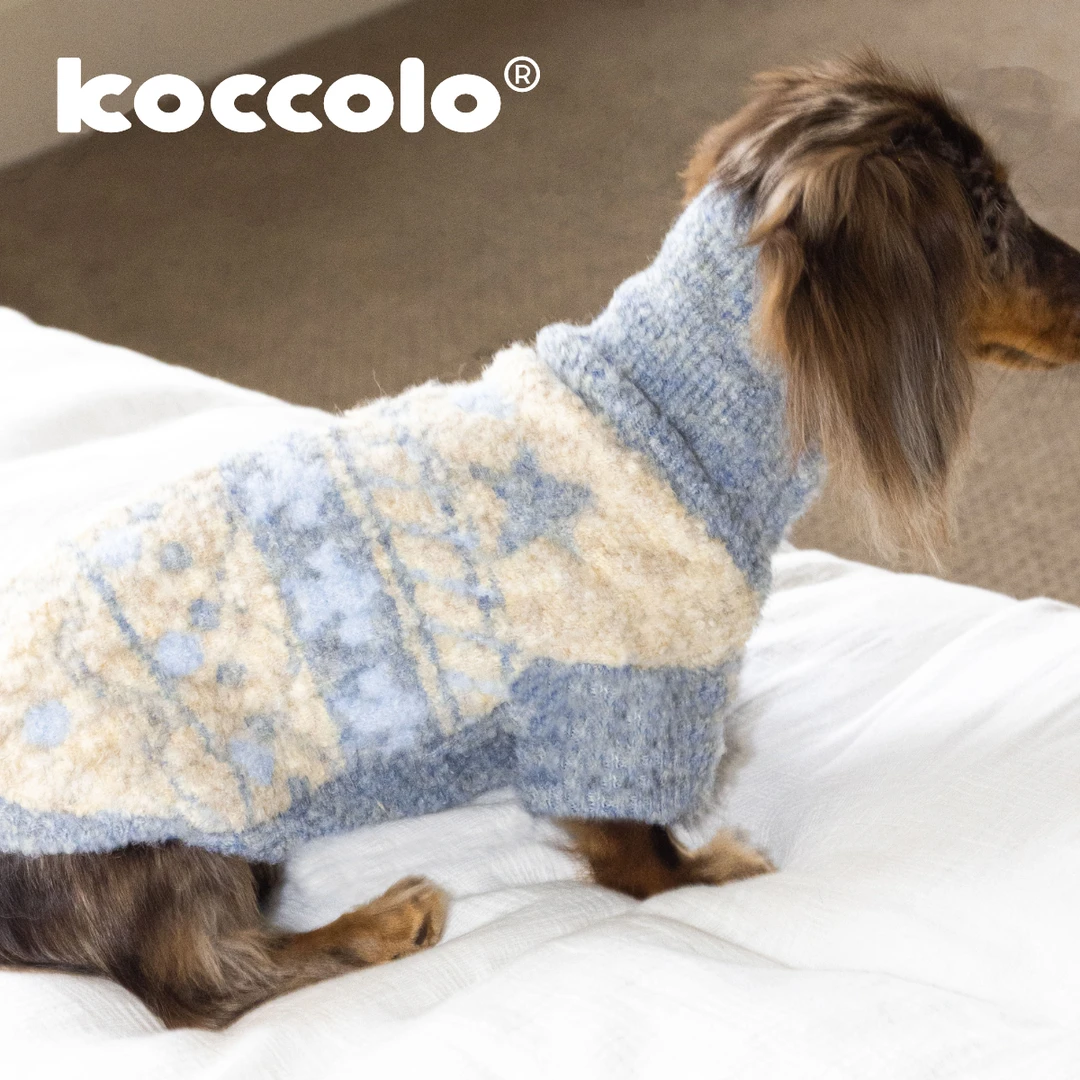 koccolo新品羊毛费尔岛毛衣高领弹力宠物保暖腊肠狗小型犬猫秋冬