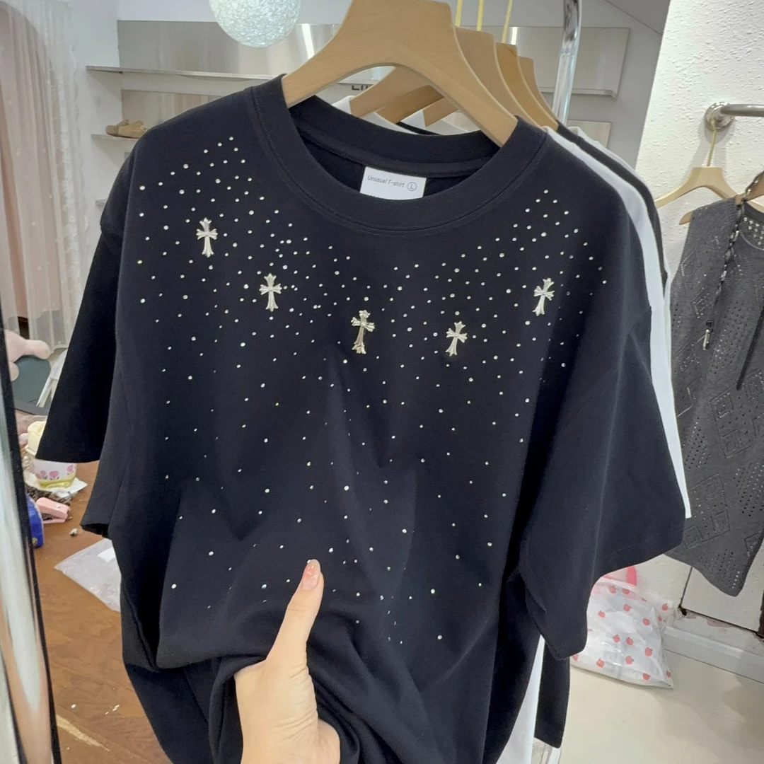 【十一号链接】高街夏季设计师新款短袖T桖----克罗钻满天星