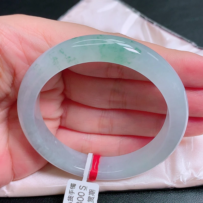 57圈冰种冰飘花清新天然老坑翡翠A货正圈手镯