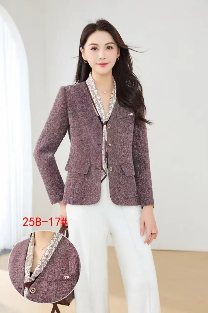 【F5125】V领短外套2025秋装新款商场撤柜女装