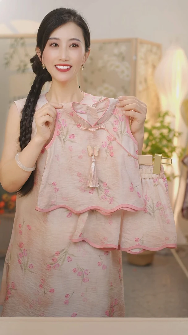 （相思）SC368女童夏季新中式2025新款国风套装