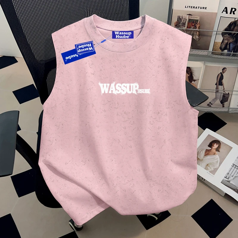 WASSUP HSUBE美式扎染设计感坎肩背心夏季潮酷休闲运动宽松无袖t