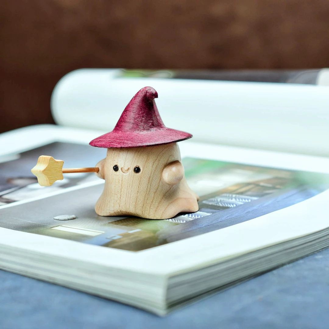 魔法小精灵 紫罗兰木文玩可爱卡通雕刻件客厅办公桌面小摆件