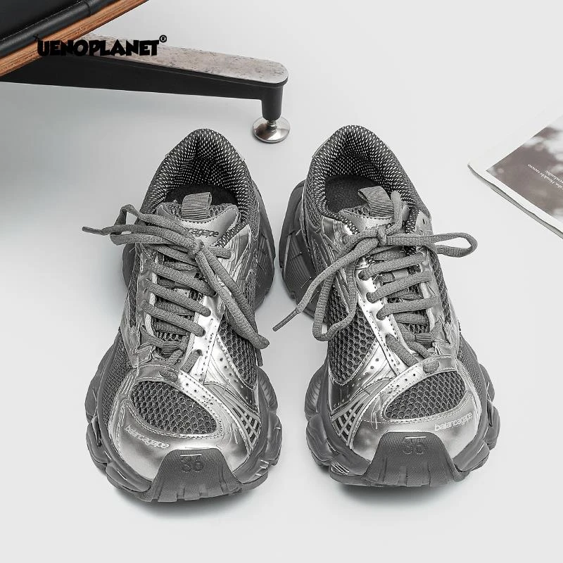 走秀机能风男女款巴黎做旧透气厚底情侣老爹鞋男复古订书机