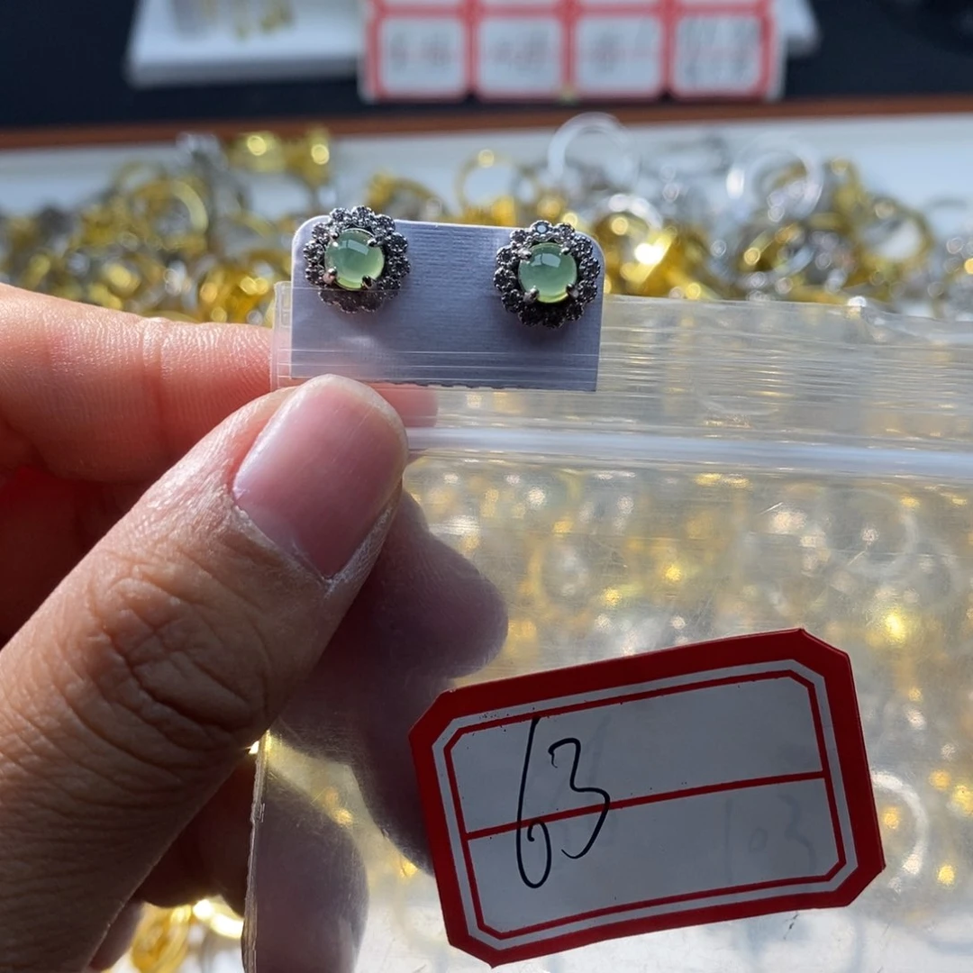 翡翠戒指银S925镶嵌翡翠首饰