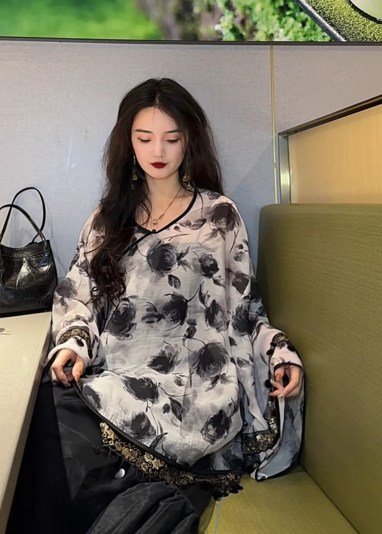 月畔湾【墨流辰】宽松慵懒风松弛日常上衣百搭