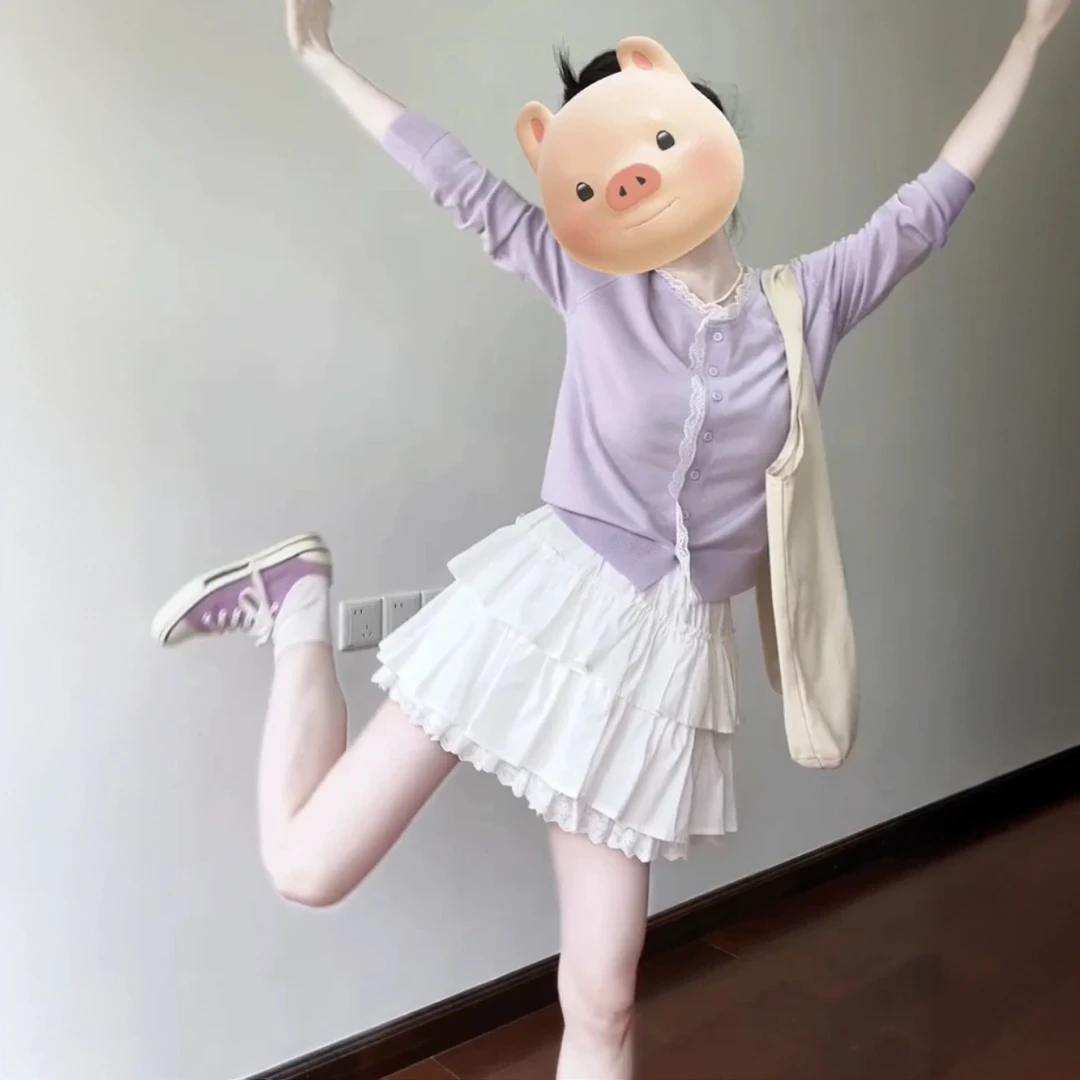 2025春季时尚新款韩版显瘦针织衫女设计感小众毛衣半身裙两件套