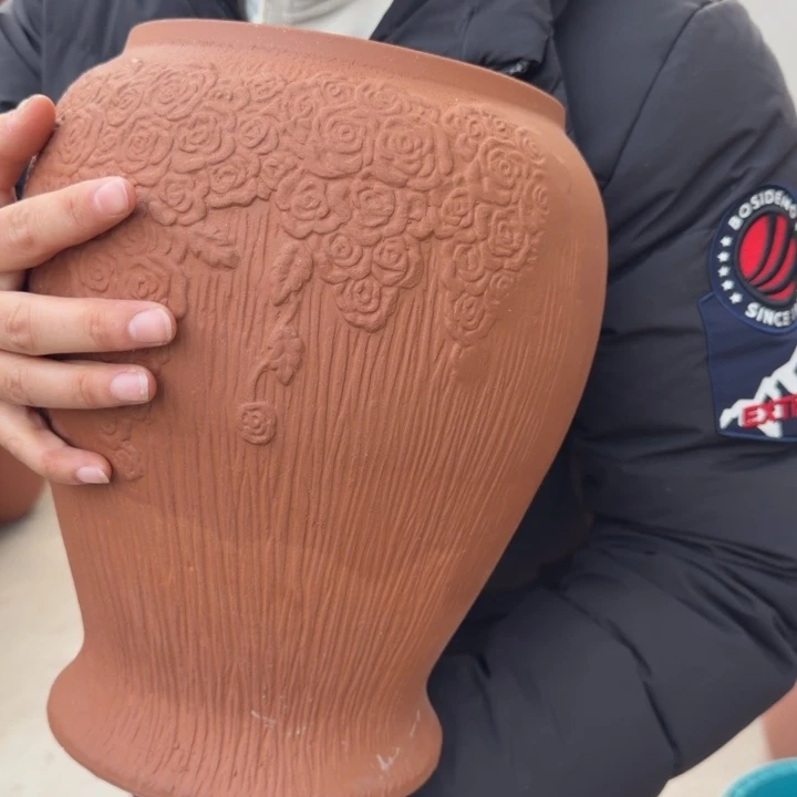 紫砂花盆口18高30宜兴紫砂
