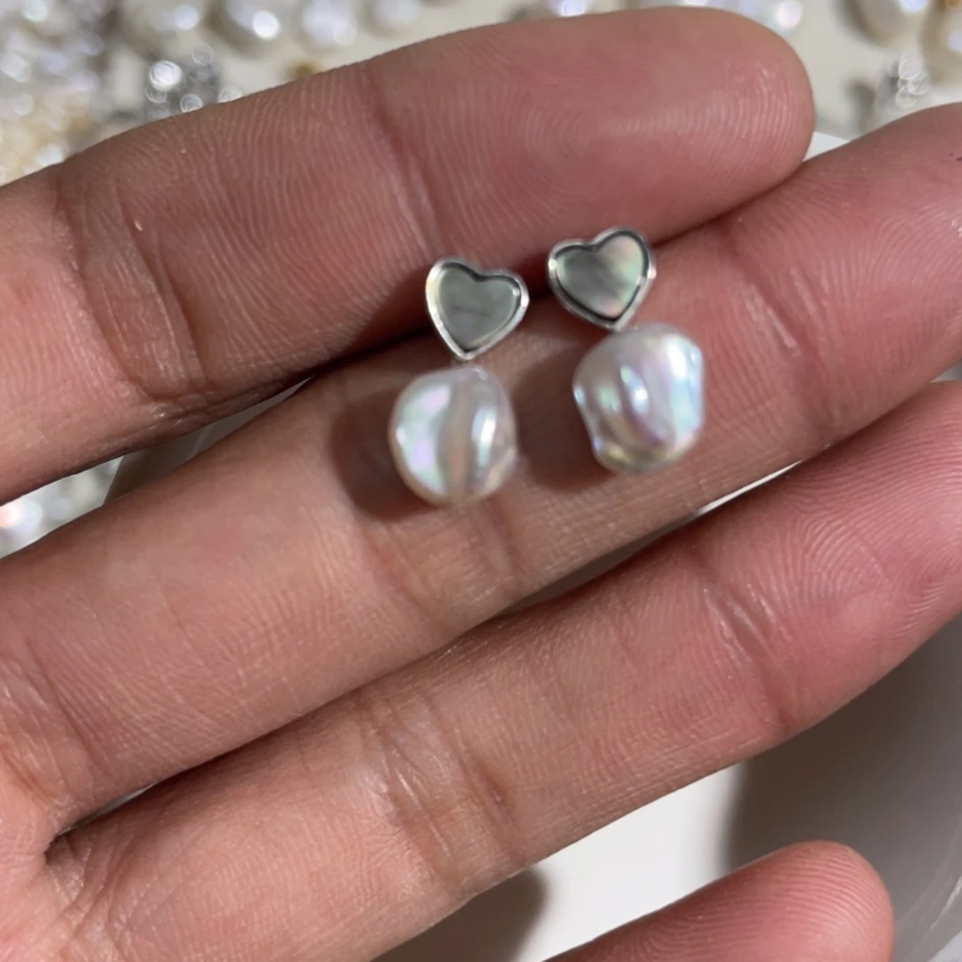 淡水珍珠耳饰银S925镶嵌