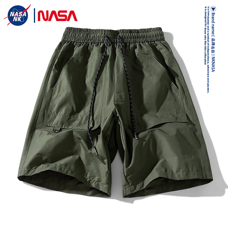 NASA联名工装短裤男款夏季冰丝速干宽松五分休闲裤子美式高街中裤