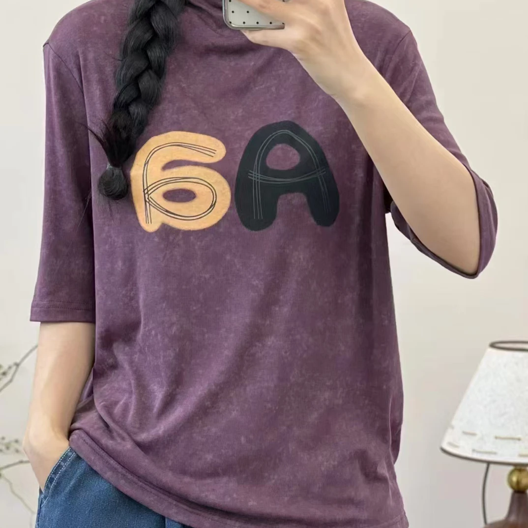 03早秋新款扎染复古数码印花中袖时尚百搭