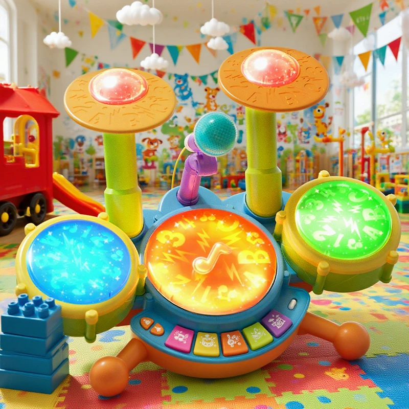 婴儿玩具6-12月推荐鼓乐器儿童0-3岁益智早教手拍鼓多功能拍拍鼓