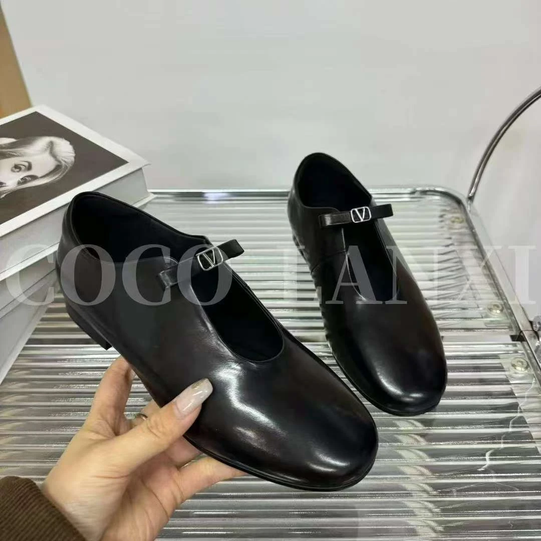 【若希】时尚休闲女士黑色复古圆头英伦风软底百搭乐福鞋25LF001LX