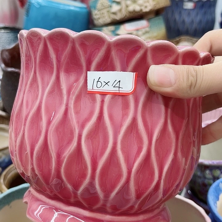 多肉绿植陶瓷花盆9.9包邮，有孔