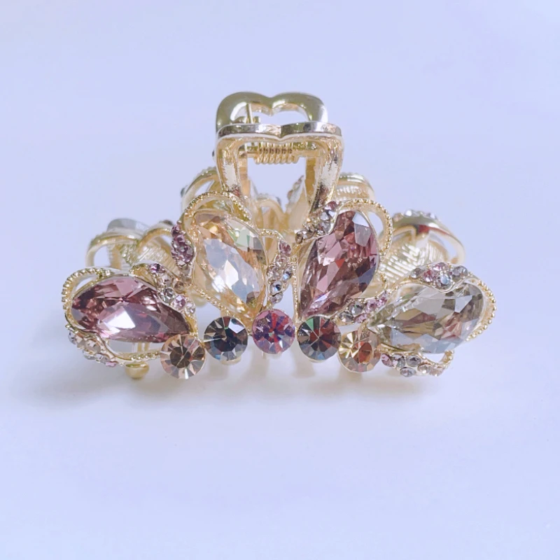 轻奢气质水晶奥钻抓夹前额刘海半扎发小号发夹新款盘发顶夹女