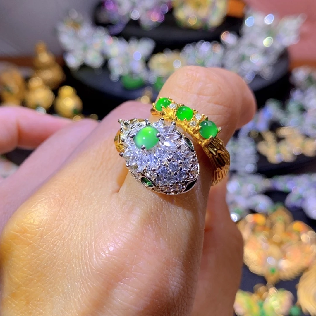 翡翠银S925镶嵌项圈天然翡翠