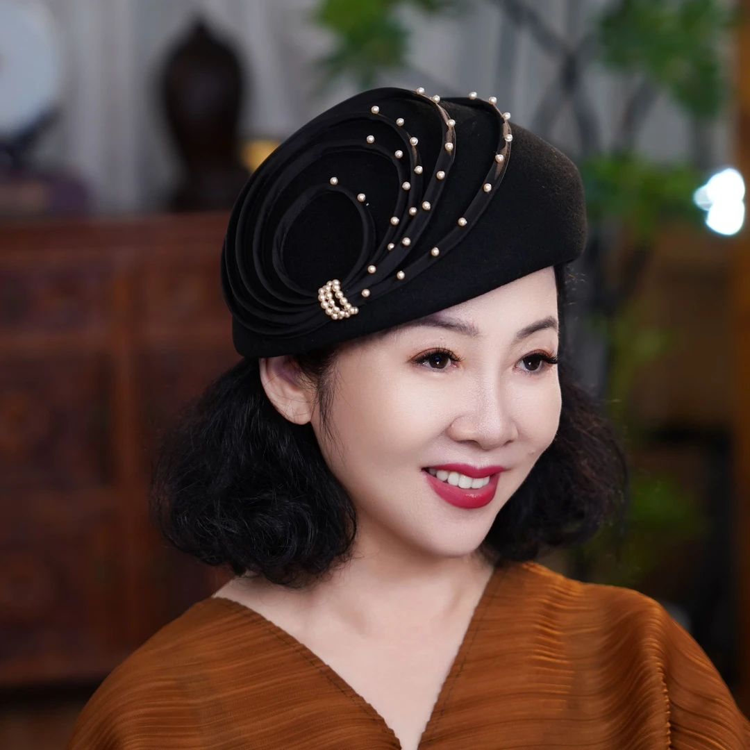 杨老师同款立体裁剪秋冬羊毛百搭贝雷帽一帽四戴高级帽子