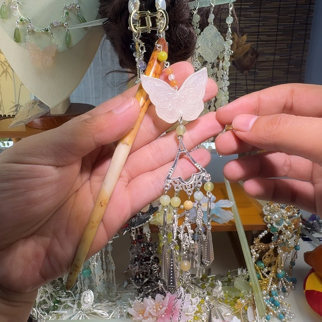 蛇纹石玉合金发饰