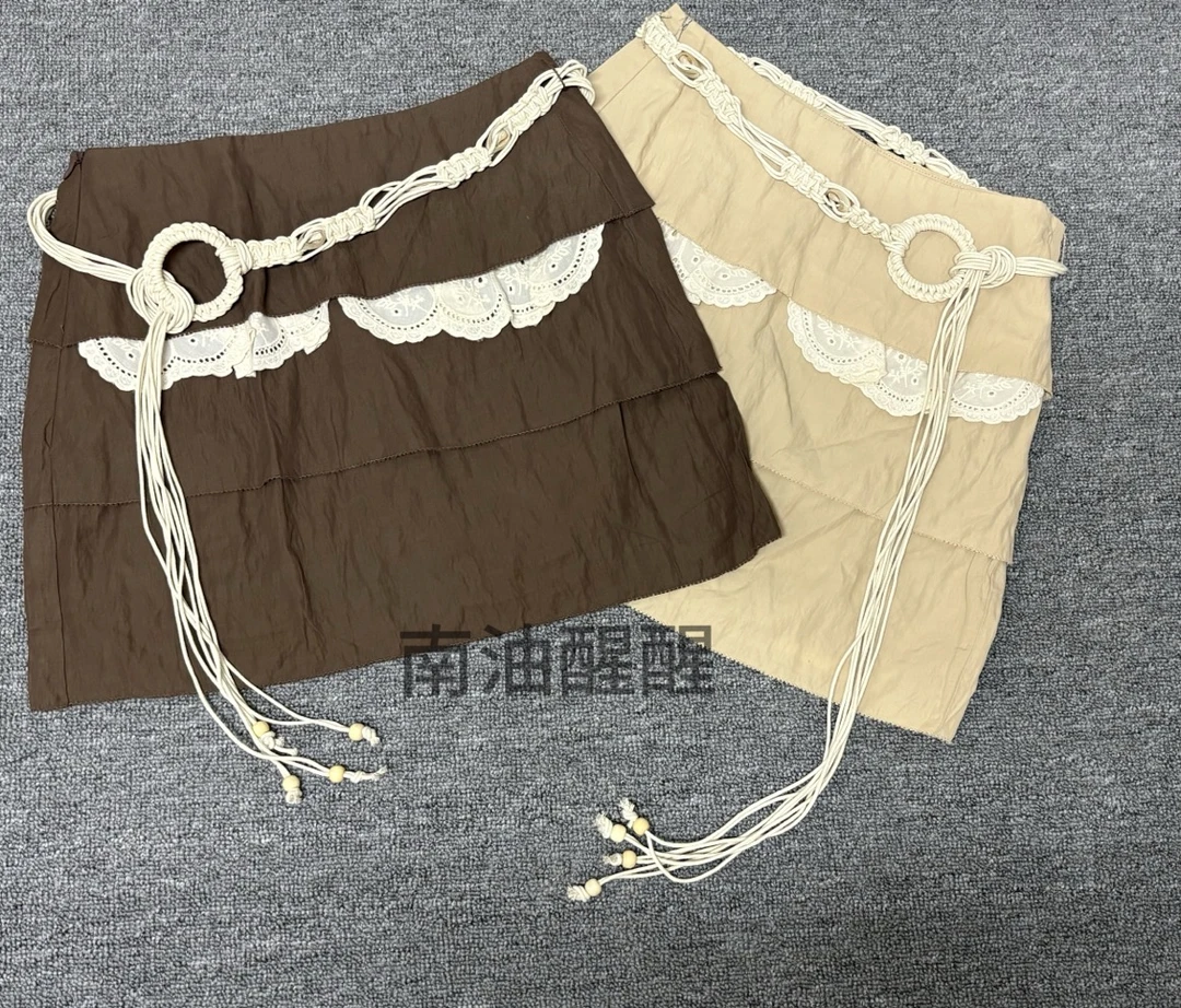 he Z1318和家编织腰带时尚短裙流苏风欧美风