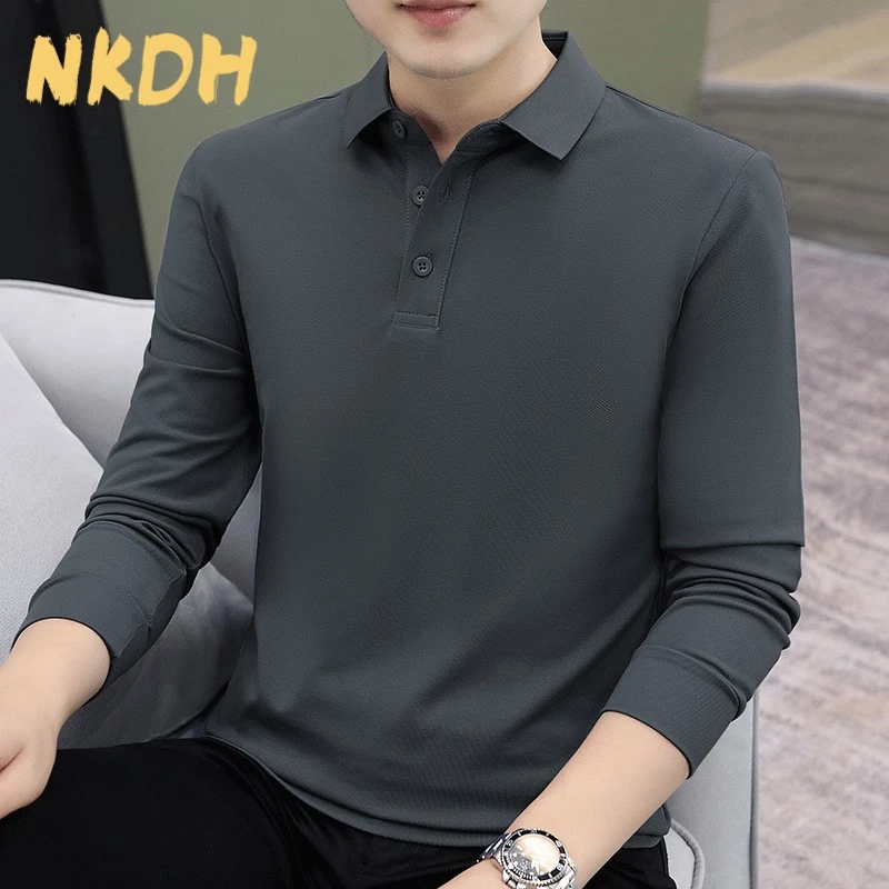 NKDH2025秋冬季新款男式男装休闲 长袖男中年翻领男士polo衫