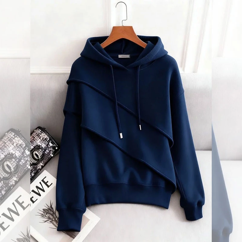 秋冬新款连帽抽绳卫衣女时尚百搭气质轻熟风上衣今年流行爆款衣服