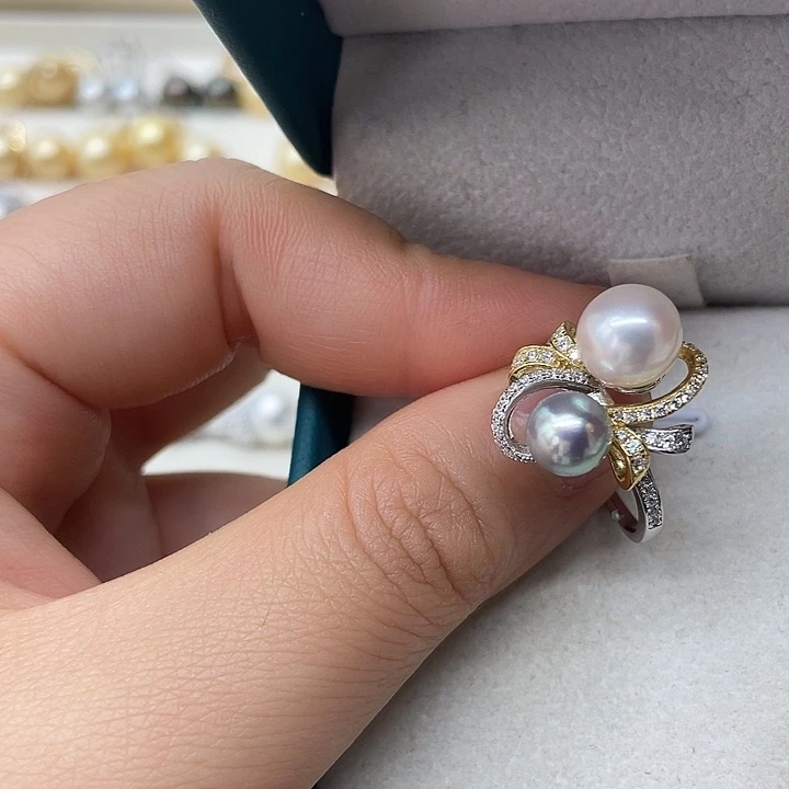 海水珍珠戒指银S925镶嵌