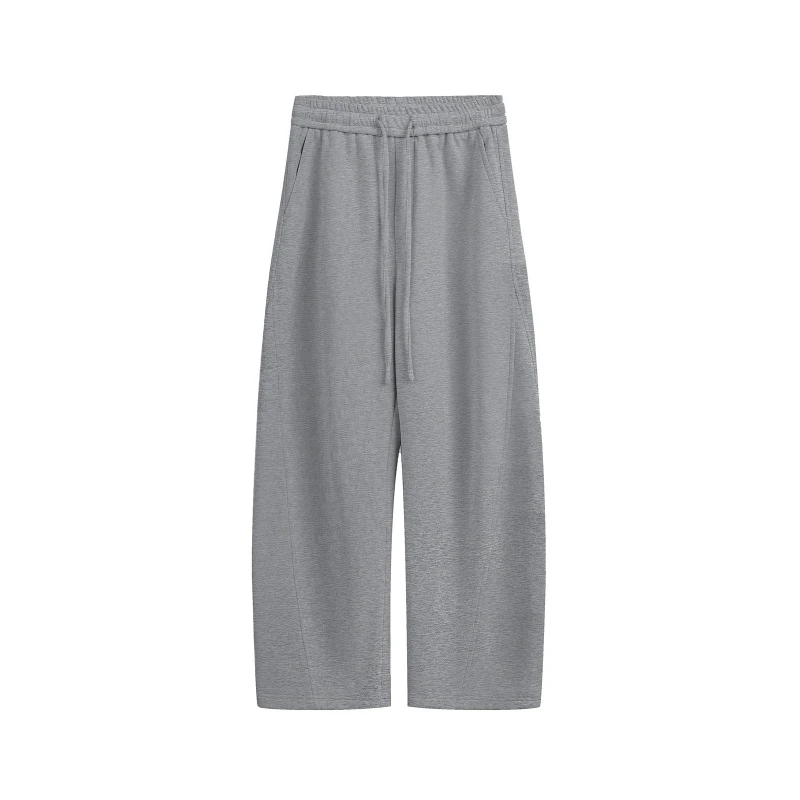 25ss简约重磅宽松阔腿裤运动弯刀休闲裤 男女同款