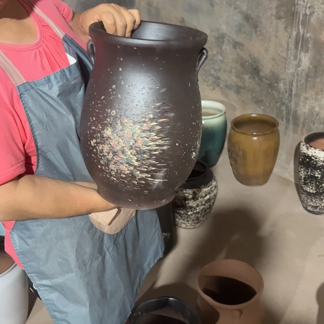紫砂花盆口21高33
