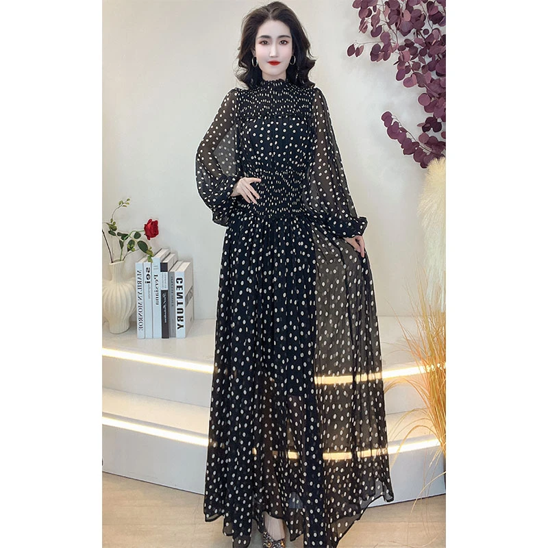 法式高级时尚显瘦两件套女装连衣裙新款气质长款61698