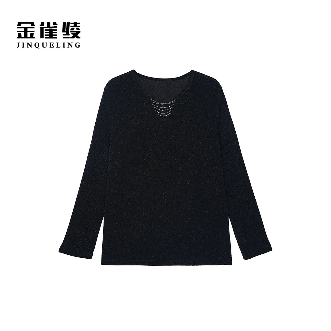 金雀绫【银星点点】设计师款V领加宽加大薄款小衫SZA3SY627
