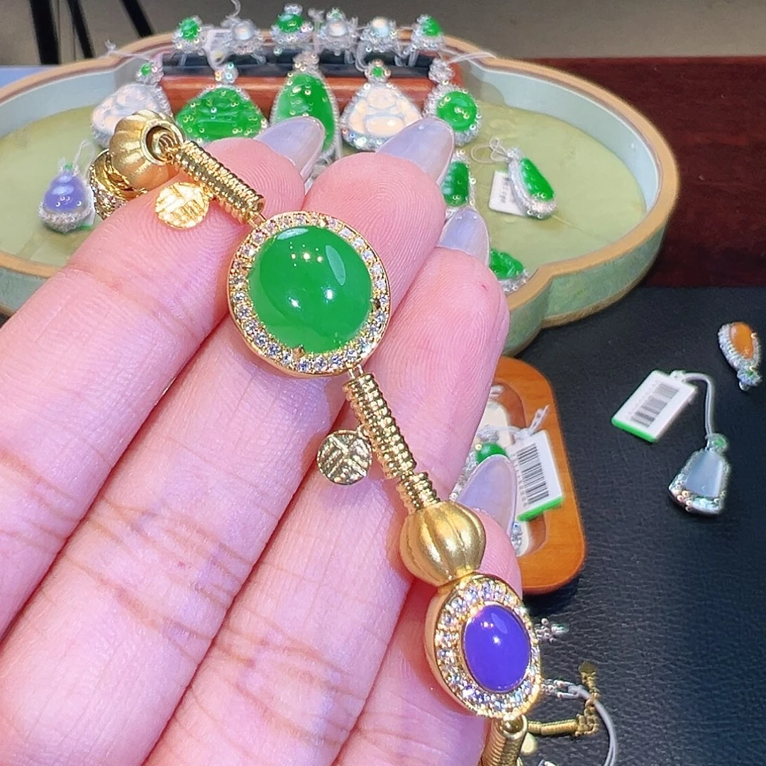 翡翠18K金镶嵌手链翡翠