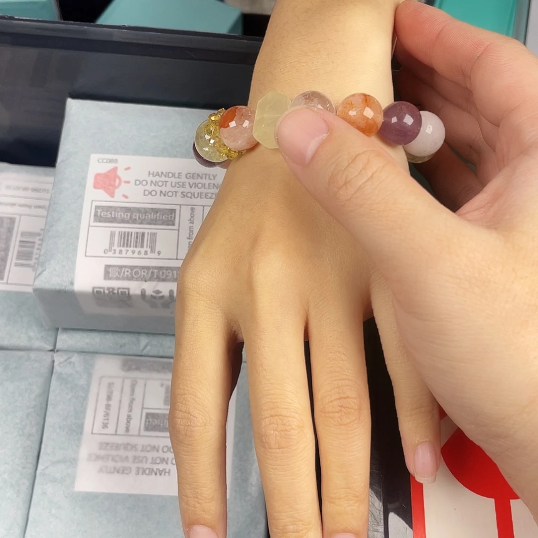 水晶手串银S925镀金镶嵌