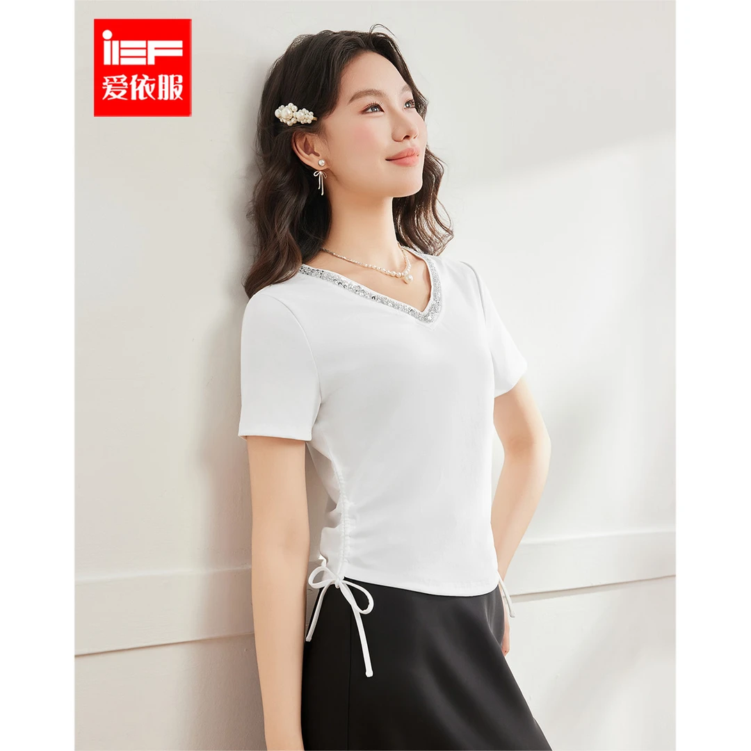IEF/爱依服【微胖】大码女装2025夏季新款韩版成熟气质通勤上衣