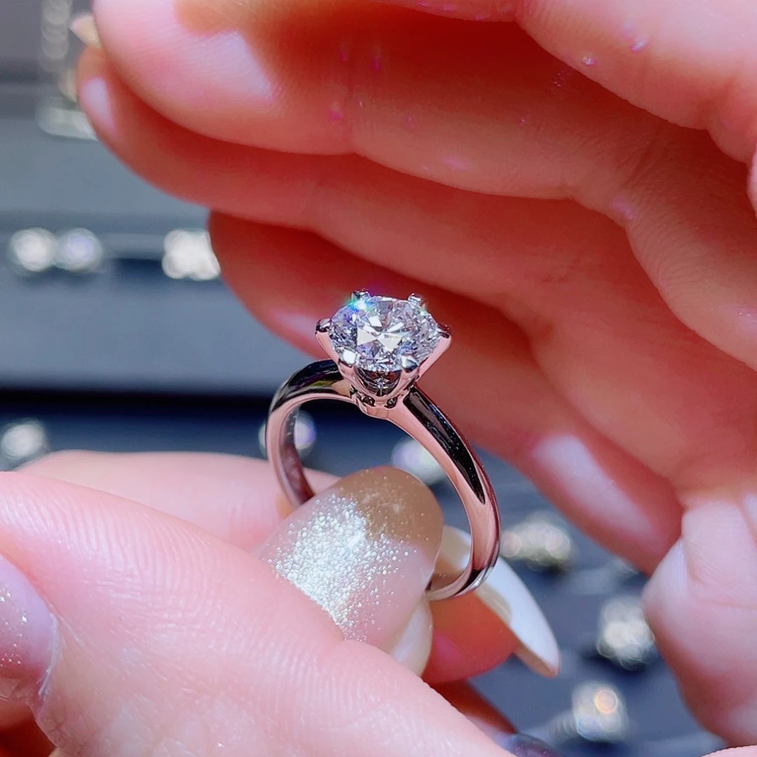 *****铂Pt950镶嵌实验室培育钻石1.5ct 六爪戒指14号